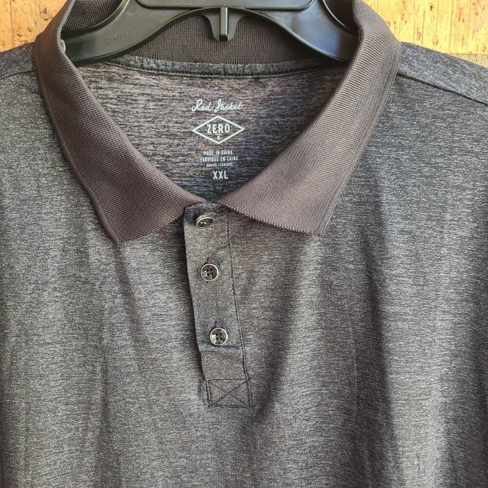 Red Jacket Mens Zero-K Tech Polo Shirt Black Heather Moisture Wicking Size XXL - Picture 3 of 10